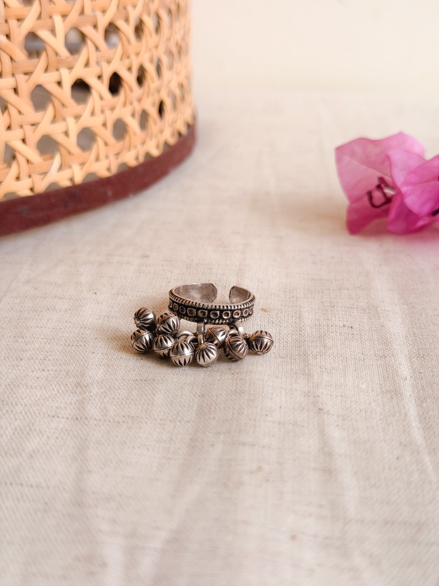 Medha oxidised silver ring with ghunghroo (adjustable)