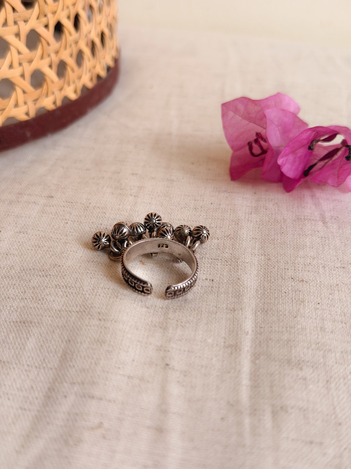 Medha oxidised silver ring with ghunghroo (adjustable)