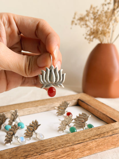 Saroja oxidised silver fish hook danglers (4 color variants)