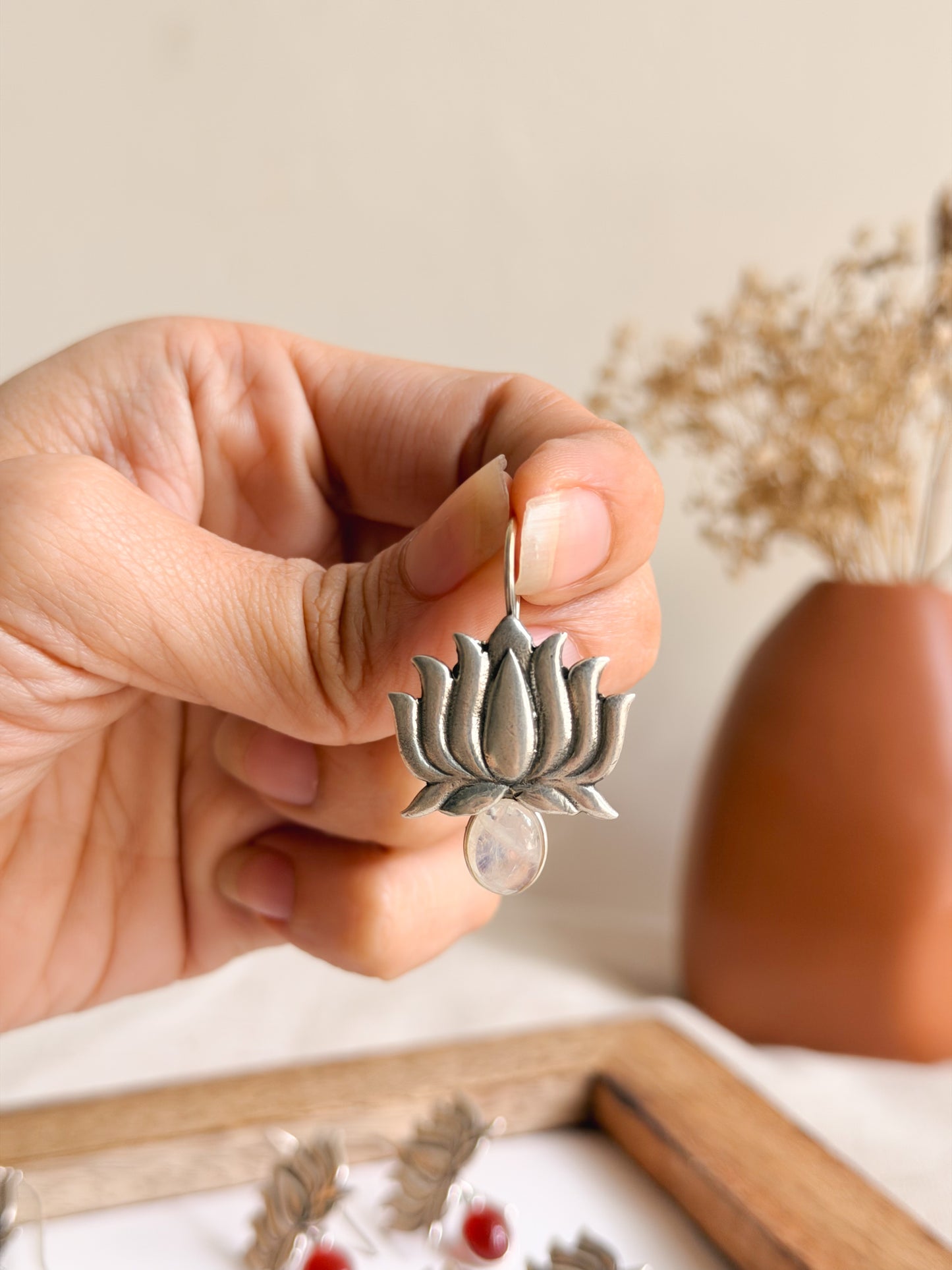 Saroja oxidised silver fish hook danglers (4 color variants)