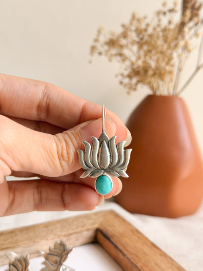 Saroja oxidised silver fish hook danglers (4 color variants)