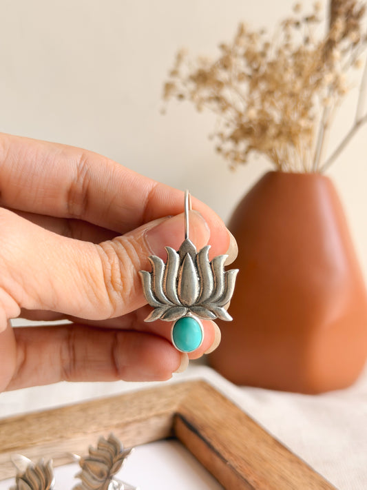 Saroja oxidised silver fish hook danglers (4 color variants)