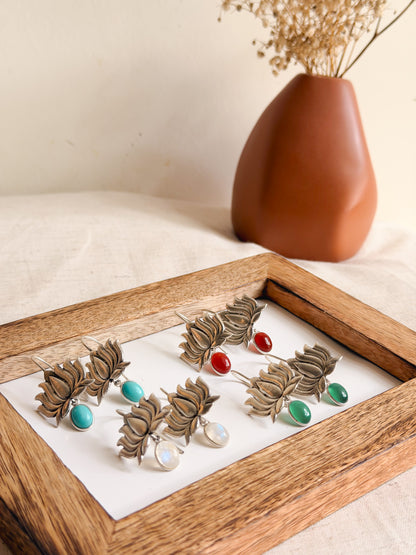 Saroja oxidised silver fish hook danglers (4 color variants)