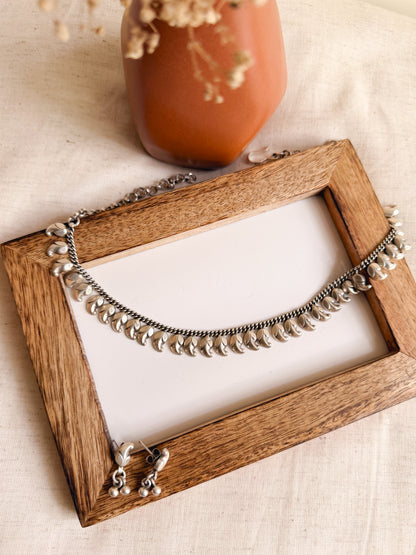 Ambi sterling silver necklace set with hook closure (with earrings)