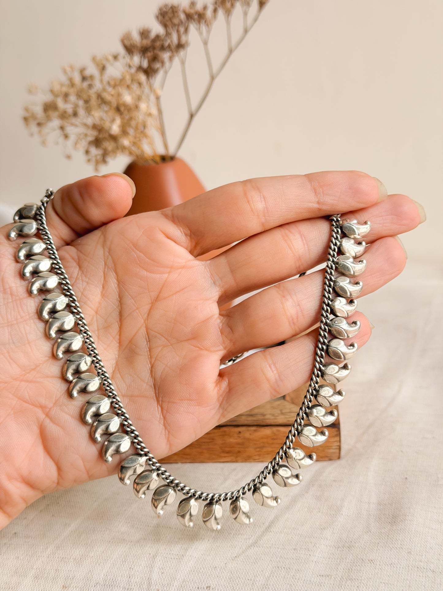 Ambi sterling silver necklace set with hook closure (with earrings)