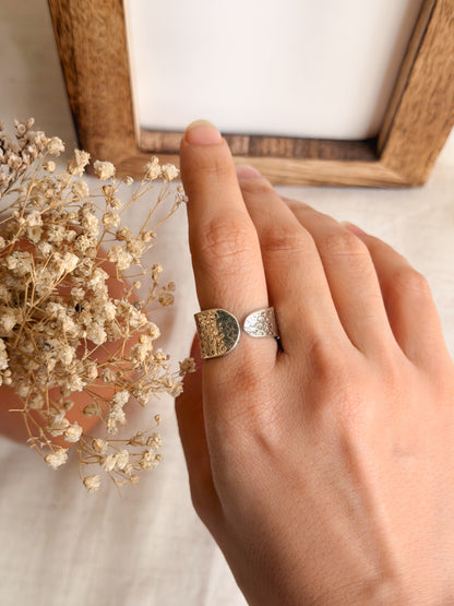 Hammered wrap ring in sterling silver (adjustable)