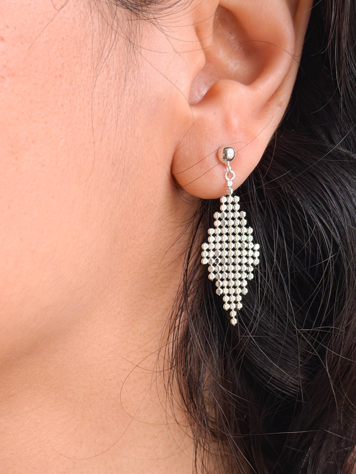 Chainmail earrings in sterling silver