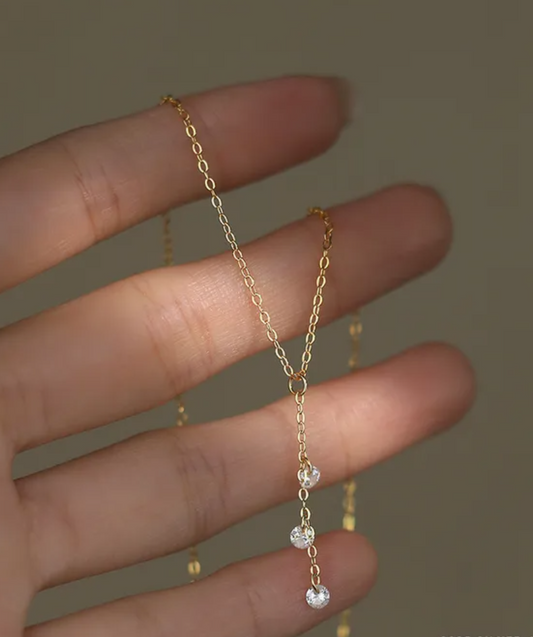 Gloria 18K plated sterling silver chain with dangling crystals