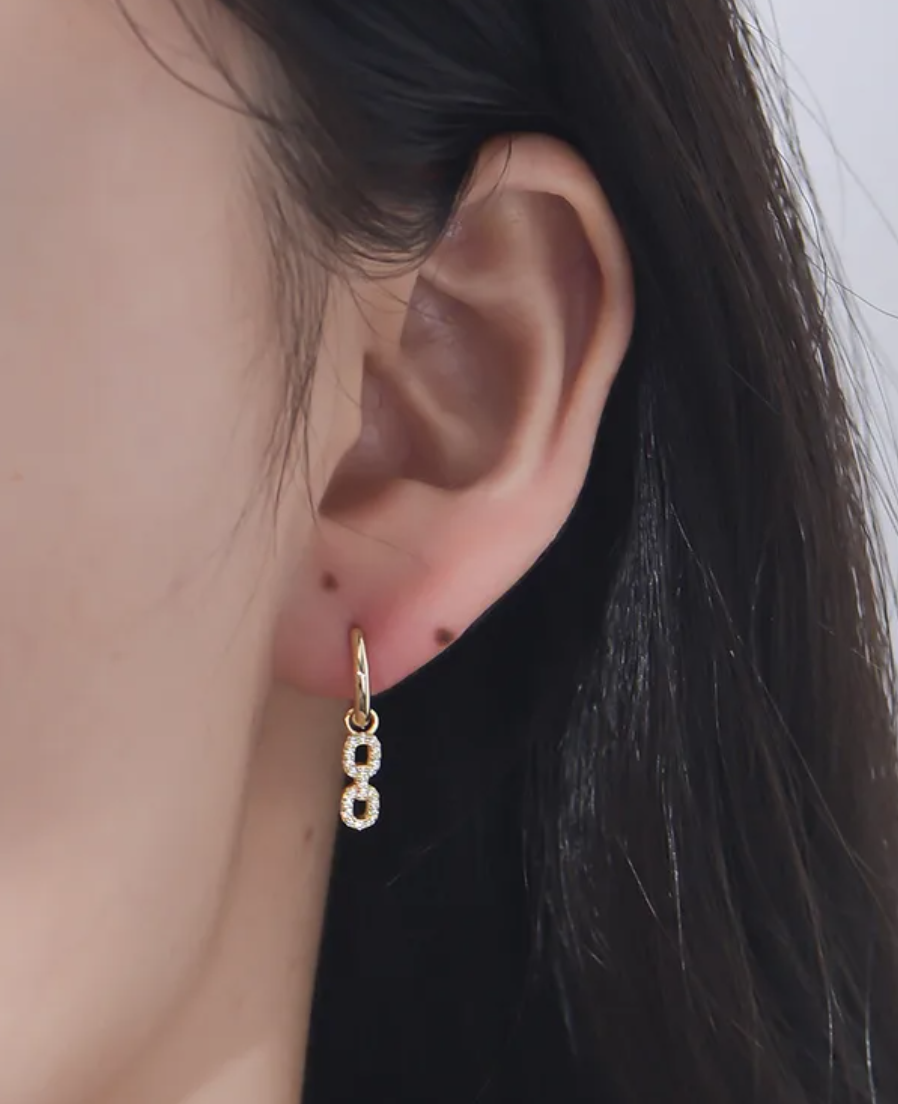 Link Chain 18K gold plated silver drop earrings