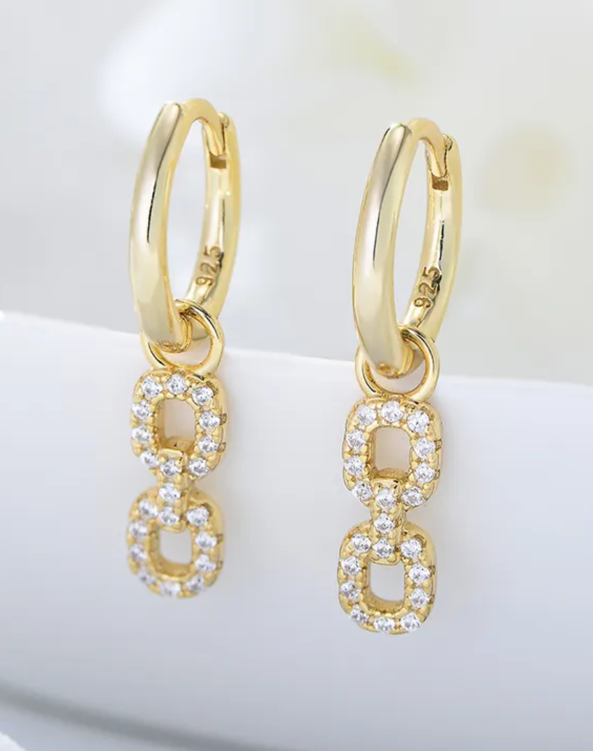 Link Chain 18K gold plated silver drop earrings