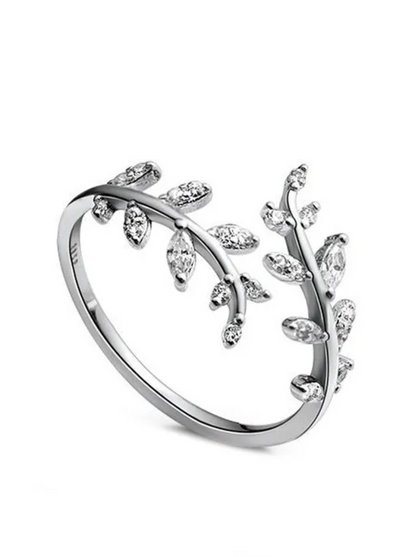 Olive branch sterling silver adjustable ring